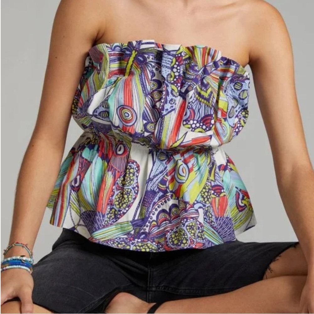 Anthropologie - Diana Ruffled Tube Top, Multicolor